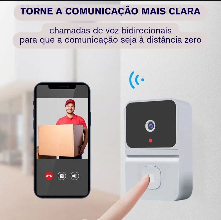 Campainha Inteligente - Conecte-se de Forma Inteligente com a Campainha Visionária: Chamadas de Vídeo Instantâneas para uma Recepção Moderna e Segura! (+ Frete Grátis)