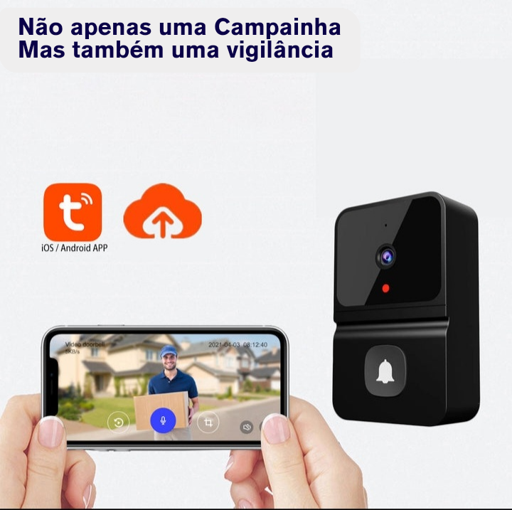 Campainha Inteligente - Conecte-se de Forma Inteligente com a Campainha Visionária: Chamadas de Vídeo Instantâneas para uma Recepção Moderna e Segura! (+ Frete Grátis)