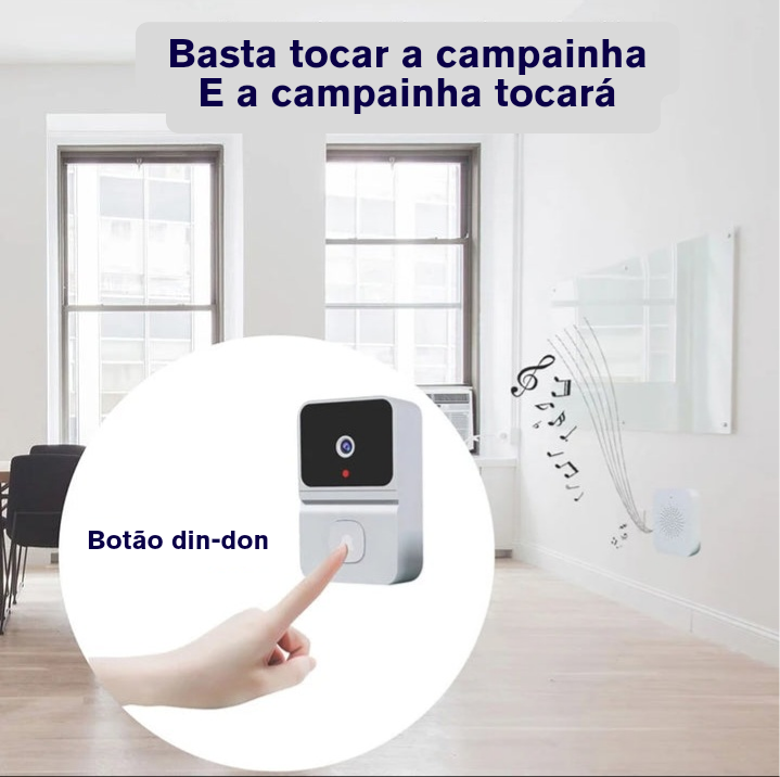 Campainha Inteligente - Conecte-se de Forma Inteligente com a Campainha Visionária: Chamadas de Vídeo Instantâneas para uma Recepção Moderna e Segura! (+ Frete Grátis)